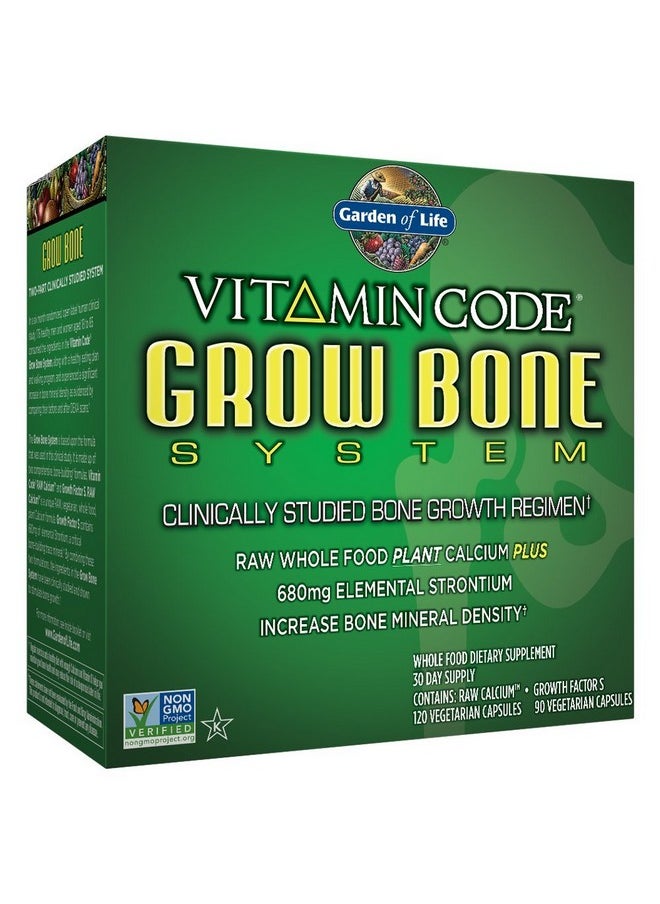 Garden of Life - Calcium Supplement Vitamin Code Grow Bone Made With Whole Foods Strontium Magnesium K2 Mk7 Vitamin D3 & C Plus Probiotics For Gut Health 30 Day Supply - Image 1