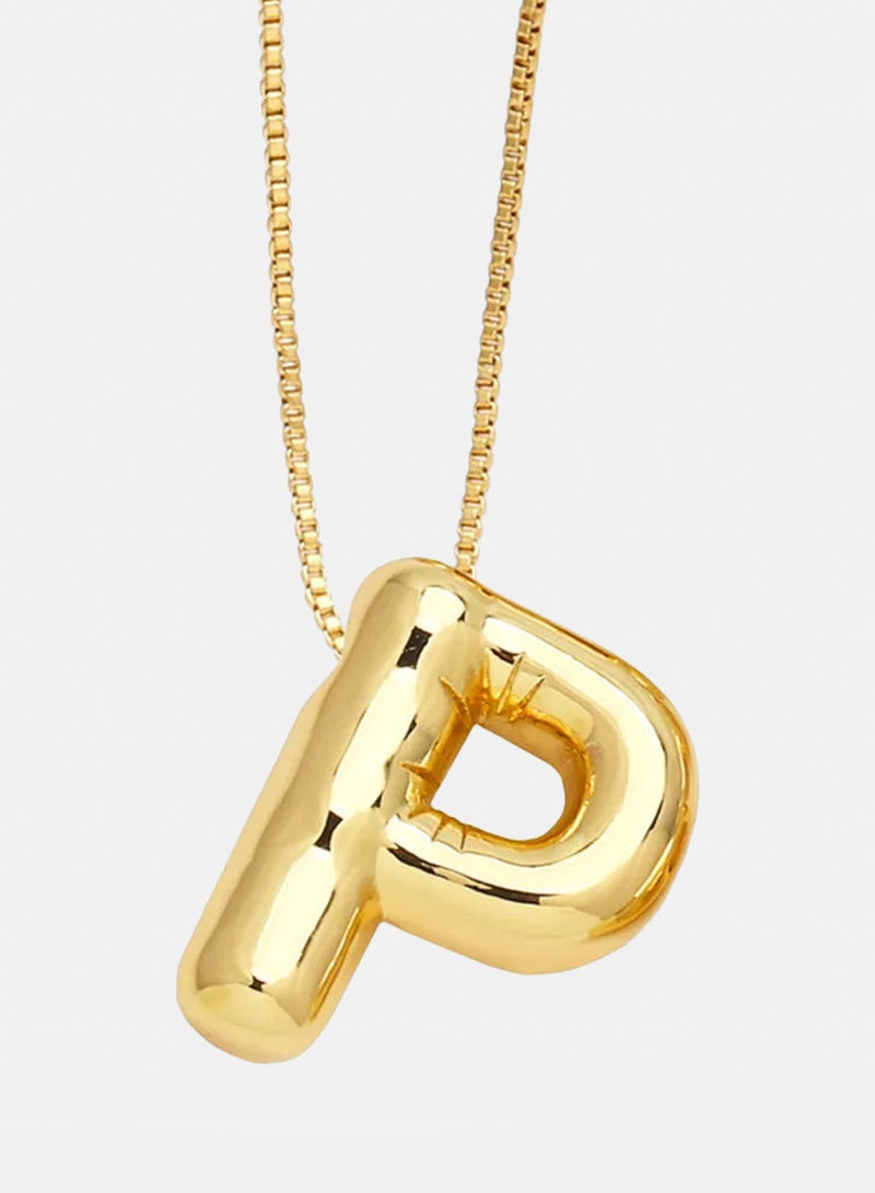 Bubble Initial Letter Necklace - P (Stainless Steel)