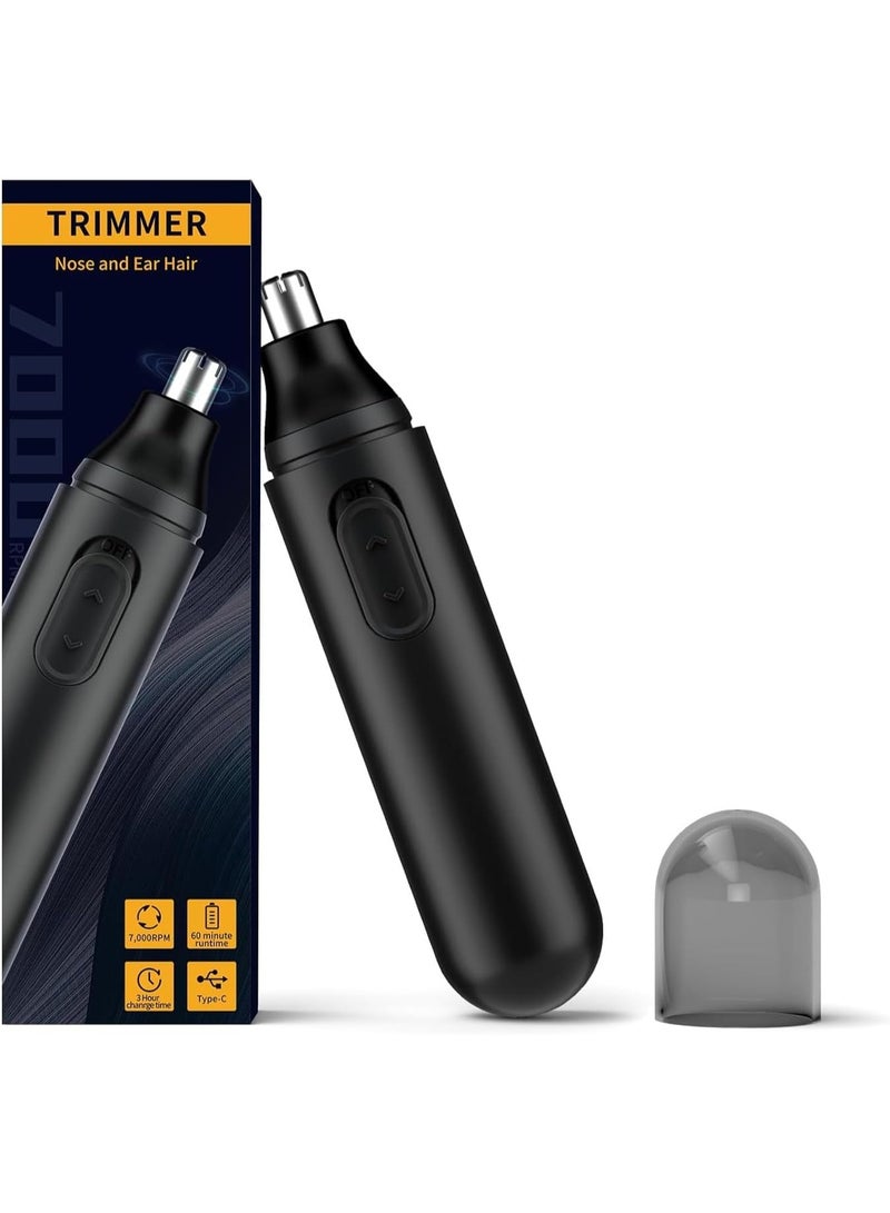 4-in-1 Ear and Nose Hair Trimmer for Men and Women, USB Rechargeable Electric Facial Grooming Kit for Nose, Ear, Eyebrow and Beard Trimming, Dual-Edge Stainless Steel 360° Rotary Blade, Waterproof Washable Head and Low-Noise Operation – Black - Image 1