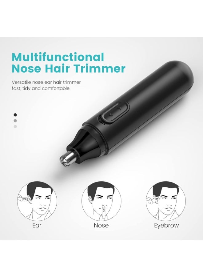 4-in-1 Ear and Nose Hair Trimmer for Men and Women, USB Rechargeable Electric Facial Grooming Kit for Nose, Ear, Eyebrow and Beard Trimming, Dual-Edge Stainless Steel 360° Rotary Blade, Waterproof Washable Head and Low-Noise Operation – Black - Image 5
