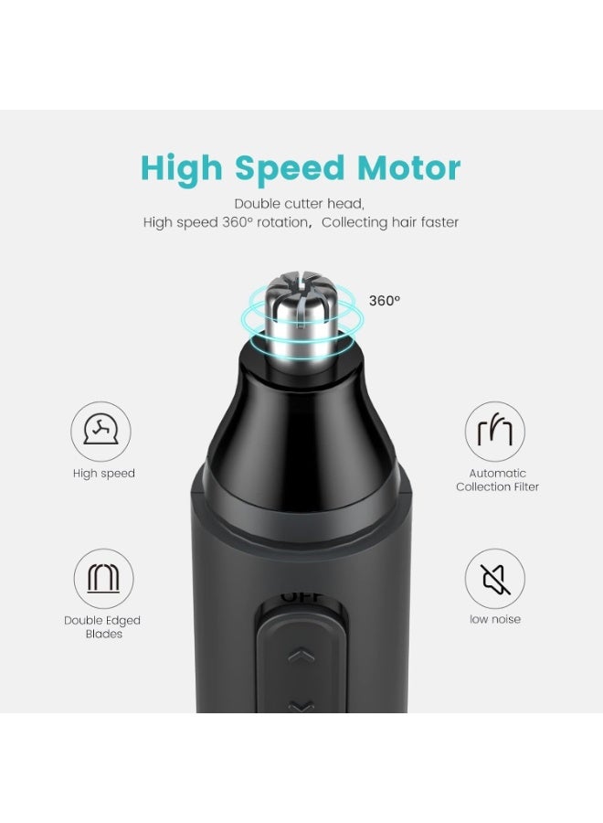 4-in-1 Ear and Nose Hair Trimmer for Men and Women, USB Rechargeable Electric Facial Grooming Kit for Nose, Ear, Eyebrow and Beard Trimming, Dual-Edge Stainless Steel 360° Rotary Blade, Waterproof Washable Head and Low-Noise Operation – Black - Image 2