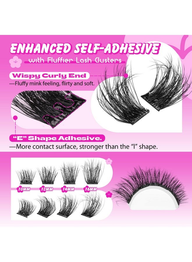 ALPHONSE Self Adhesive Lash Clusters Reusable Self Adhesive Eyelashes Fluffy Press on Lashes Extension No Glue Needed 10-16mm Glueless Lashes Clusters with Tweezers - Image 2