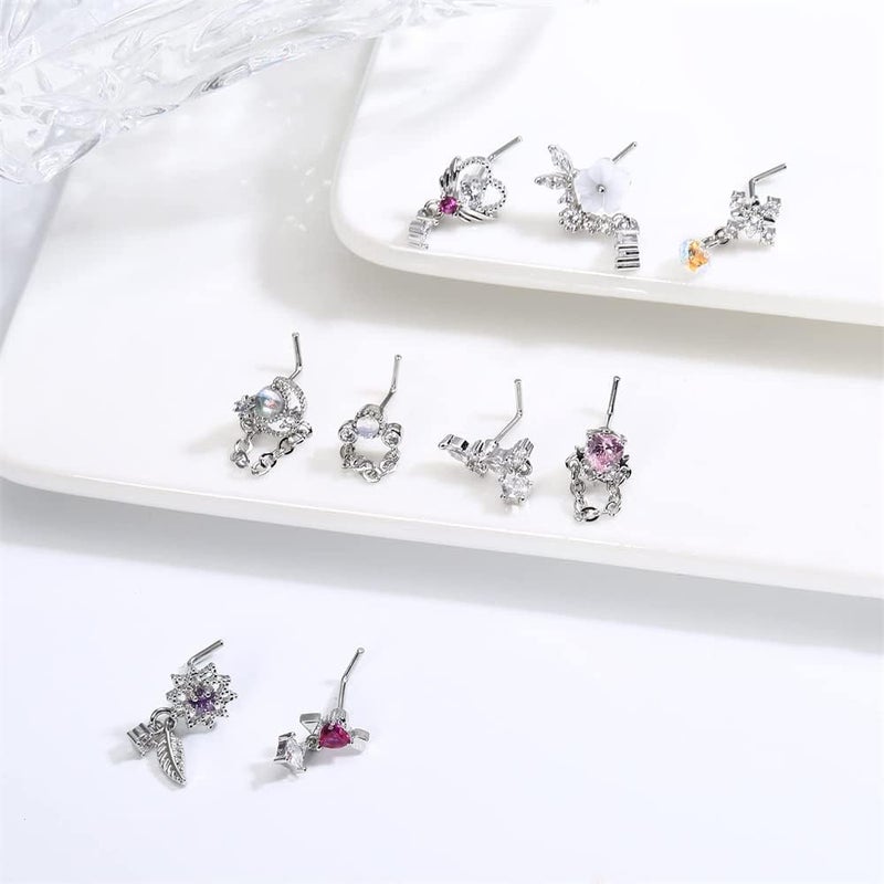 Luckam Stainless Steel Nose Studs, 1.5mm 2mm 2.5mm L Shaped Nose Rings Studs Nose Rings for Women Men Nostrial Piercing Pin Body Jewelry, Hypoallergenic - Image 2