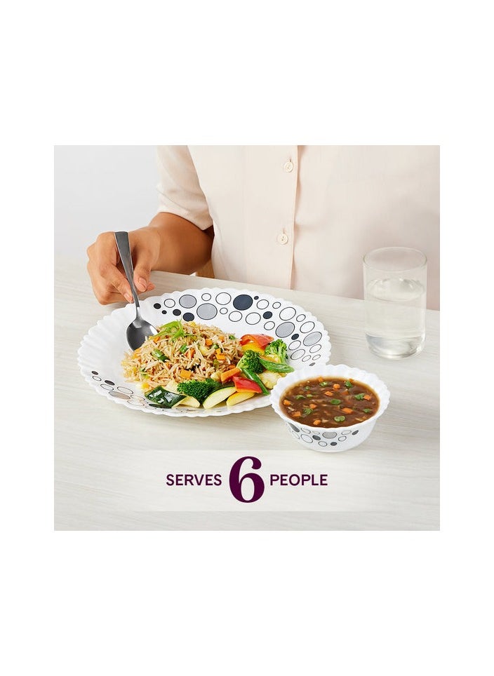 British Chef 10 Piece Opalware Luna Dinner Set | 4 Piece Dinner Plates, 2 Pcs Side Plates, 2 Pcs Soup Bowls, 2 Pcs Spoons | Microwave & Dishwasher Safe | Chip & Scratch Resistant, White  - Image 2
