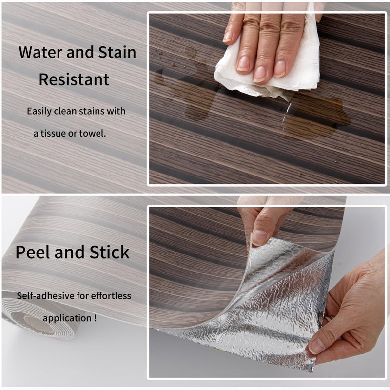 Haimin Wood Grain Slat Wall Panels Peel and Stick Faux Wood Thick Wallpaper 118"x15.75" Waterproof PET & IXPE Foam Paneling (Dark Brown) - Image 5