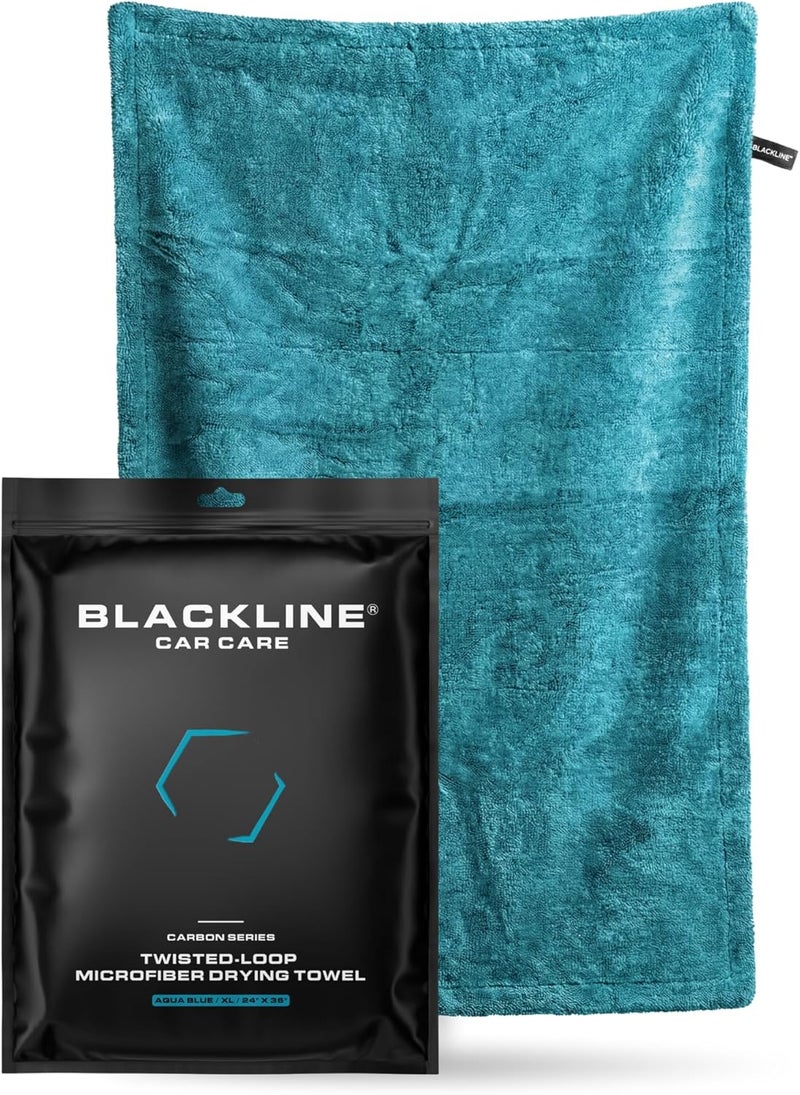 BlackLine Car Drying Towel - 2ftx3ft XL-Popular Pick Among Detailing Pros -Aqua 1300 GSM Microfiber Accessory - Absorbs Over 8lbs of Water - Leaves No Streaks, Spots or Scratches - Dries an Entire Car - Image 1