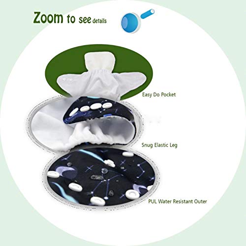 Salma's Tinytots Tinytots Baby Suede Pocket Diapers with Microfiber Insert - Animals2, White, Pack of 1 - Image 3