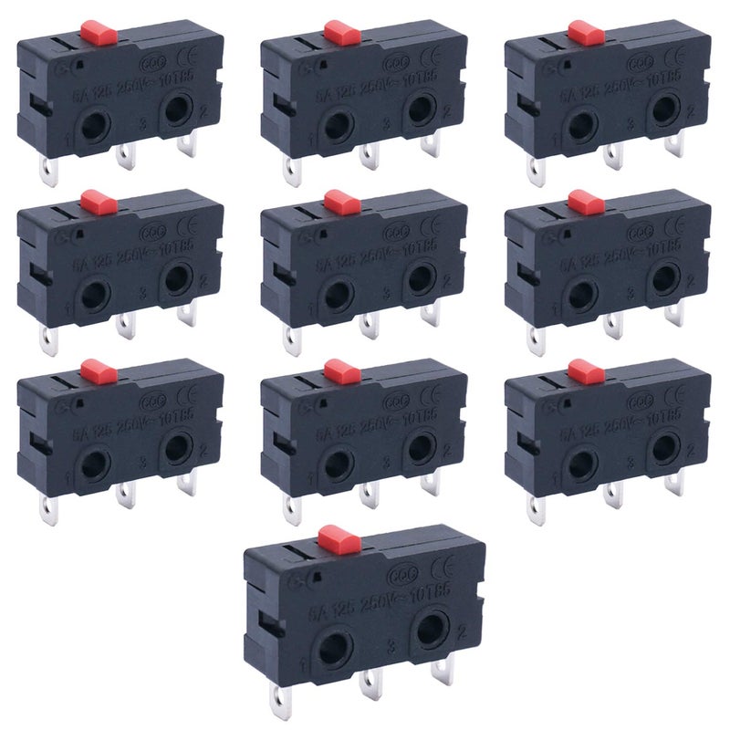 Twidec /10Pcs Mini Micro Limit Switch 5A 125 250V AC SPDT 1NO 1NC Snap Action Button Type 3 Pins KW11-3Z01 - Image 1