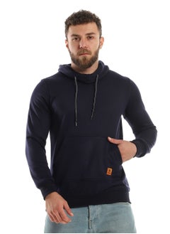 Caesar Mens Plain Hoodie With Leather Acssesory  - Image 1