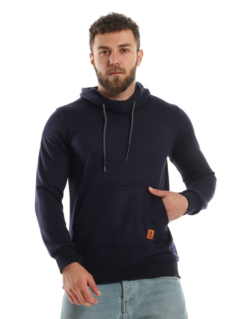 Caesar Mens Plain Hoodie With Leather Acssesory - Image 1