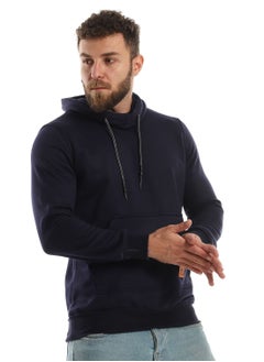 Caesar Mens Plain Hoodie With Leather Acssesory  - Image 2