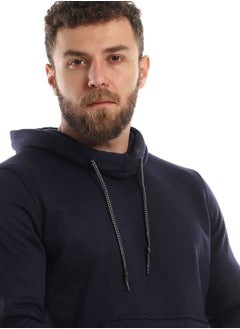 Caesar Mens Plain Hoodie With Leather Acssesory  - Image 3