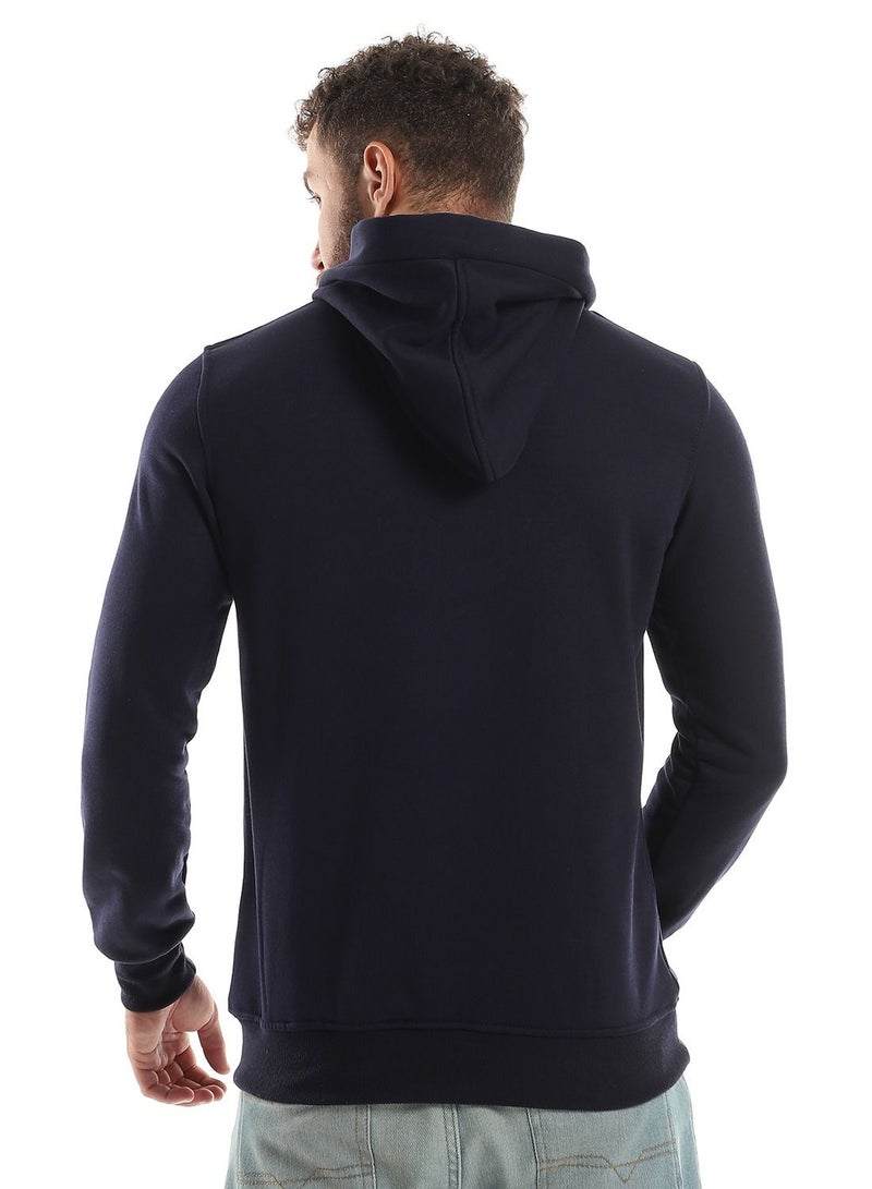 Caesar Mens Plain Hoodie With Leather Acssesory - Image 4
