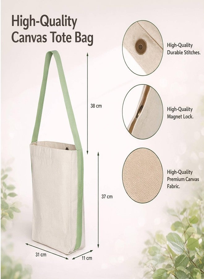 Lify Womens Bi- Colour Canvas Tote Bag,Shoulder Bag,Top Magnetic Button Closure,Daily Essentials- Pack Of 7 (Mixed Colors) (Multicolor- Combo 2) - Image 2