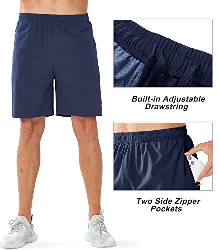 NORTHYARD Men's Athletic Running Shorts Quick Dry Workout Shorts Lightweight Sports Gym Basketball Shorts Hiking Exercise Navy-7 inches 3XL - Image 4