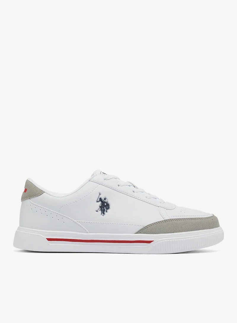 U.S. Polo Assn. Men's White Low-Top Sneakers - Lightweight Shoes Lace-Up Design, Comfortable for Everyday Outfits