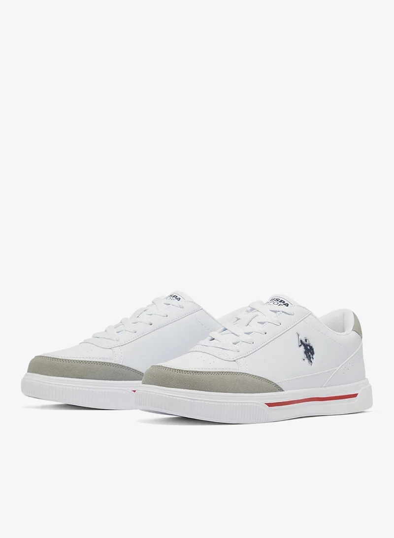 U.S. Polo Assn. Men's White Low-Top Sneakers - Lightweight Shoes Lace-Up Design, Comfortable for Everyday Outfits