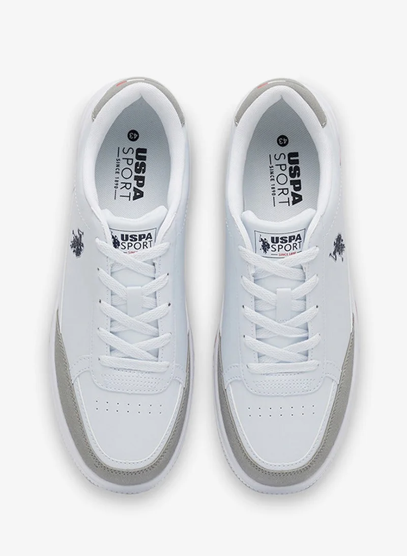 U.S. Polo Assn. White Men's White Low-Top Sneakers - Lightweight Shoes Lace-Up Design, Comfortable for Everyday Outfits for Men | Best Price UAE