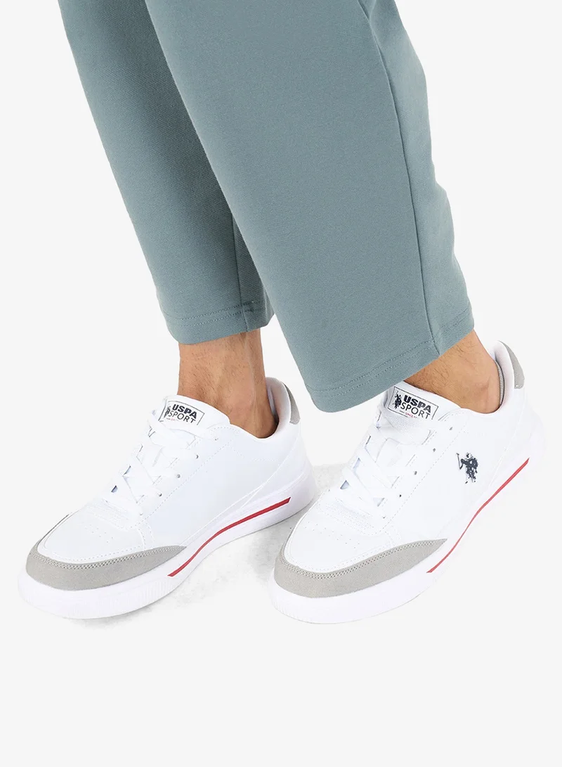 U.S. Polo Assn. White Men's White Low-Top Sneakers - Lightweight Shoes Lace-Up Design, Comfortable for Everyday Outfits for Men | Best Price UAE