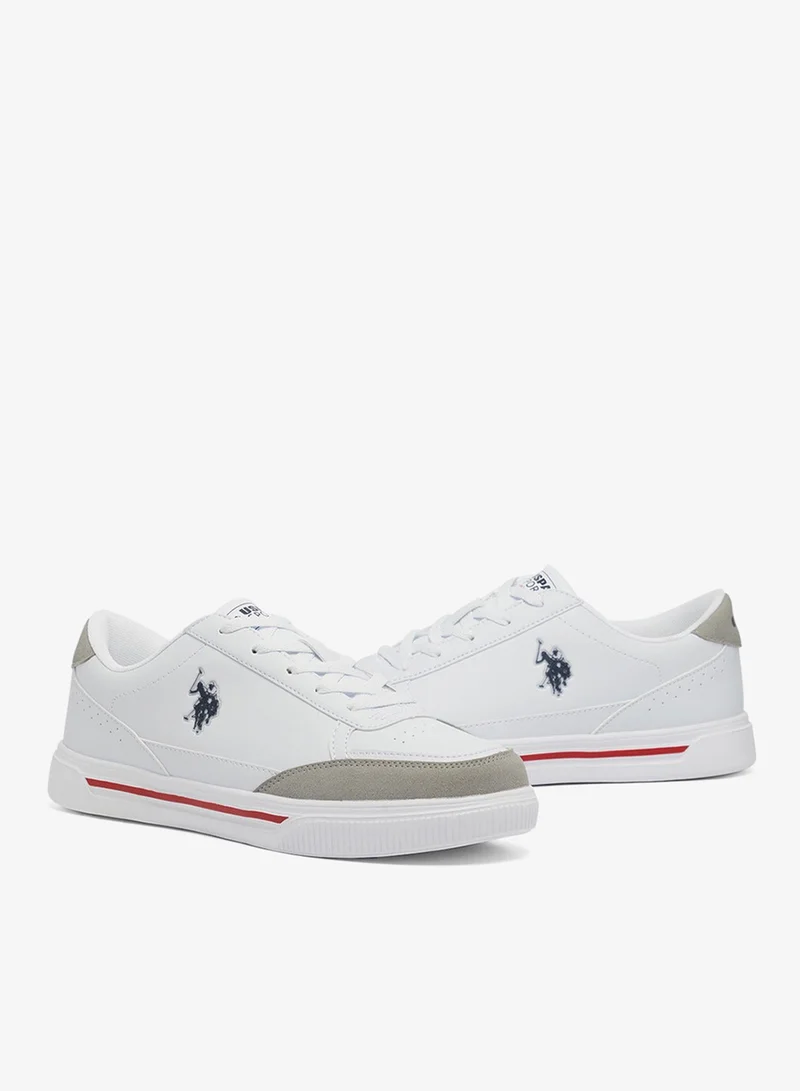 U.S. Polo Assn. White Men's White Low-Top Sneakers - Lightweight Shoes Lace-Up Design, Comfortable for Everyday Outfits for Men | Best Price UAE