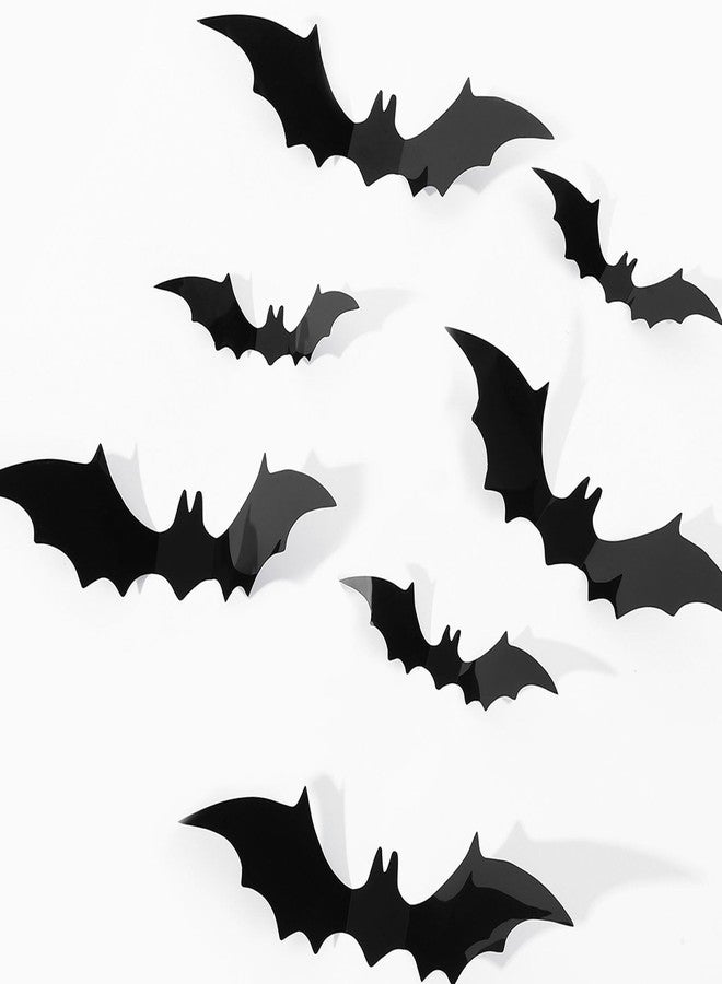 JUNEBRUSHS 120PCS 3D Bat Wall Decor, 8 Different Sizes Pink Black Halloween Decorations, Stickers for DIY Home Decor, Indoor Hallowmas Party Supplies - Image 3