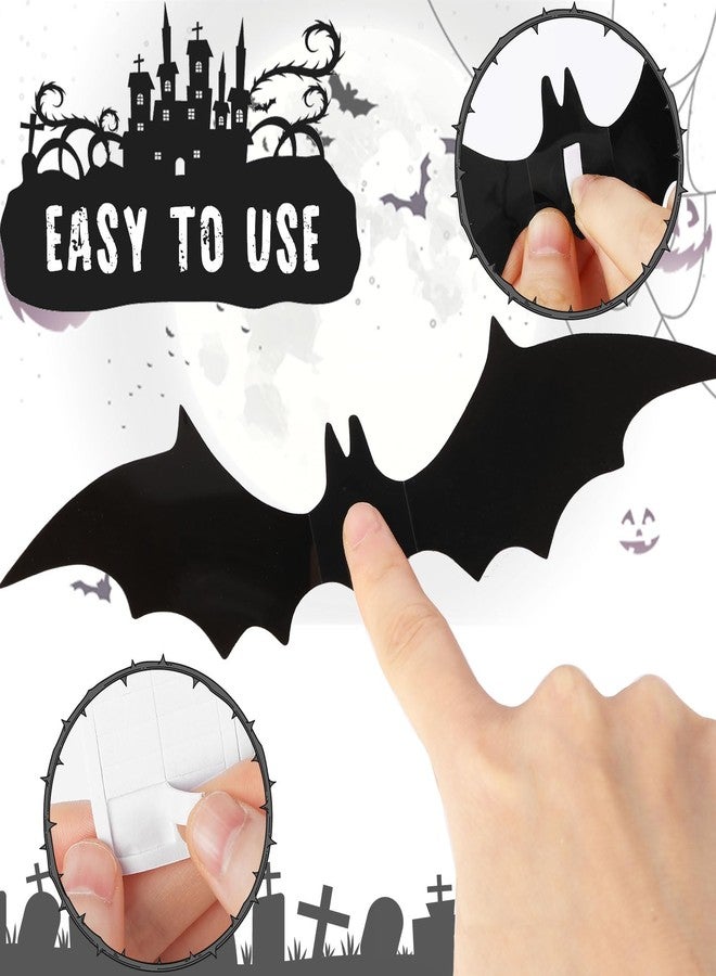 JUNEBRUSHS 120PCS 3D Bat Wall Decor, 8 Different Sizes Pink Black Halloween Decorations, Stickers for DIY Home Decor, Indoor Hallowmas Party Supplies - Image 4