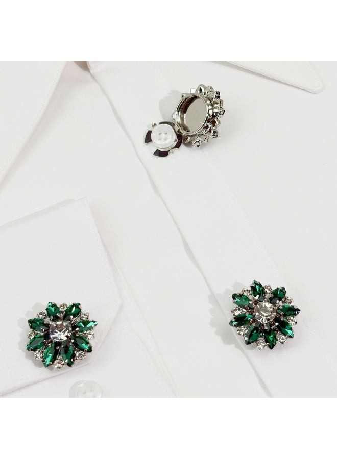 2pcs Fashion Luxury Rhinestone Flower Cufflinks, Decorative Shirt Button Covers for Men and Women, Men's Candora/Dishdasha Button Covers, easy to wear off, no need for needle and thread stitching, can be used for daily wear, holiday parties and dinners, gift for your friends! - Image 4