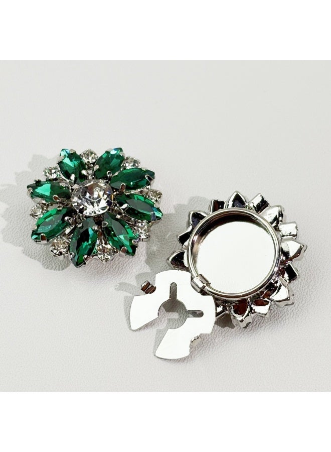 2pcs Fashion Luxury Rhinestone Flower Cufflinks, Decorative Shirt Button Covers for Men and Women, Men's Candora/Dishdasha Button Covers, easy to wear off, no need for needle and thread stitching, can be used for daily wear, holiday parties and dinners, gift for your friends! - Image 3