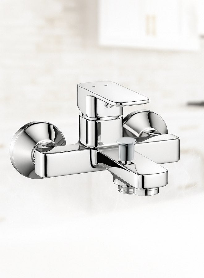 سمر خلاط حمام ودش مثبت على الحائط FC-15 مع مجموعة دش يدوي - لمسة نهائية من الكروم، موفر للمياه صديق للبيئة، هيكل نحاسي متين - Image 4