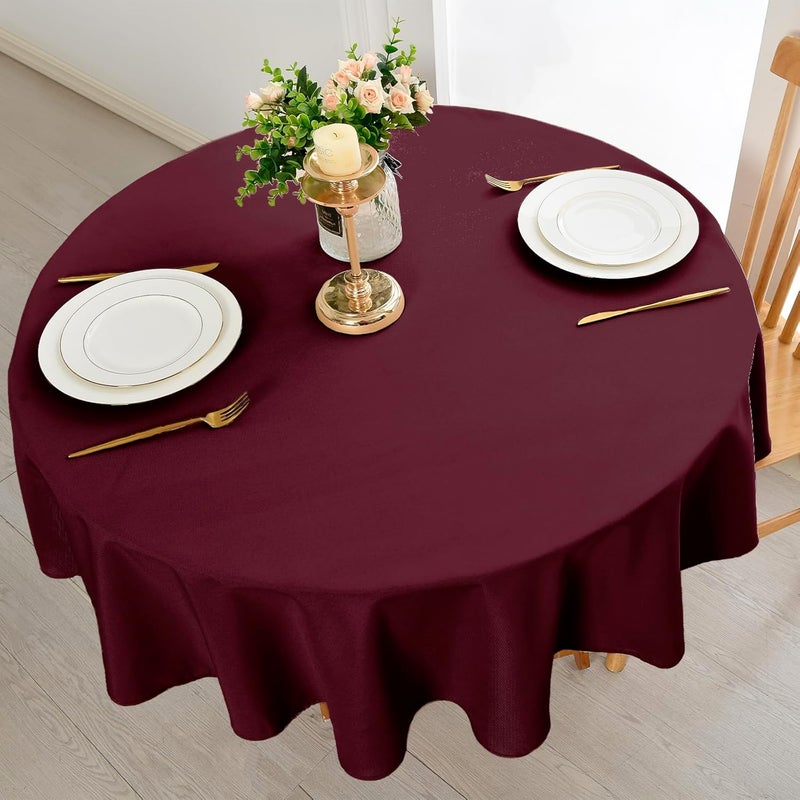DWCN Wine Red Tablecloth, Round, 140 cm, Stain Protection, Washable Tablecloth, Christmas Tablecloth for Dining Room, Garden, Party, Weddings or Household - Image 4