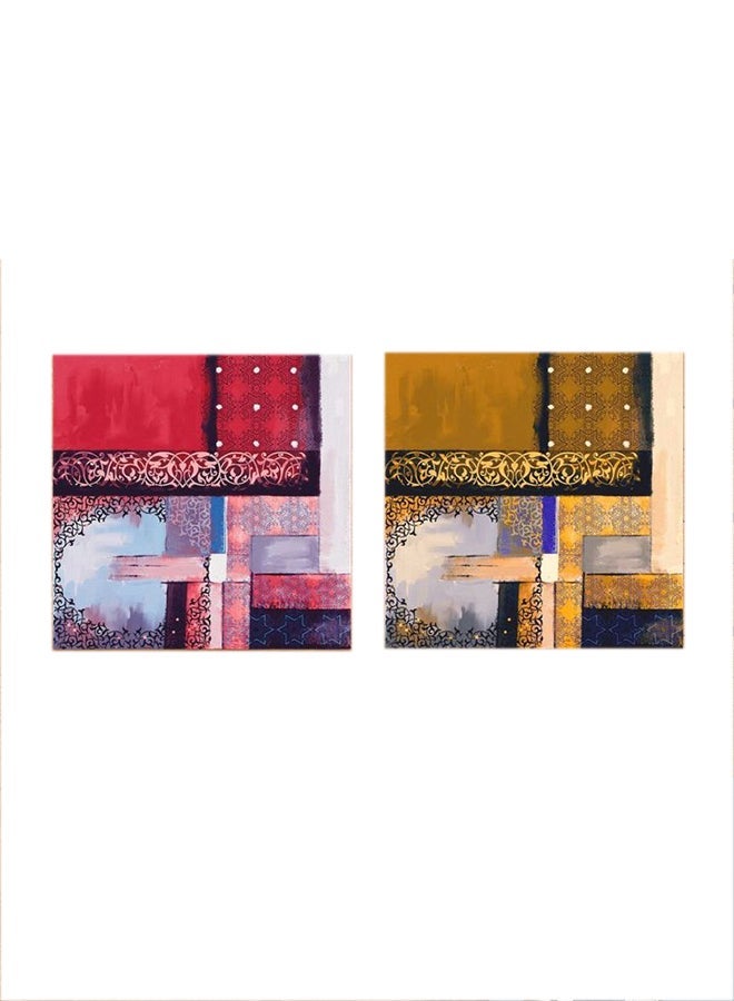 RYN 2-Pieces Islamic Motifs Mdf Wall Art Multicolour 30x30centimeter - Image 1
