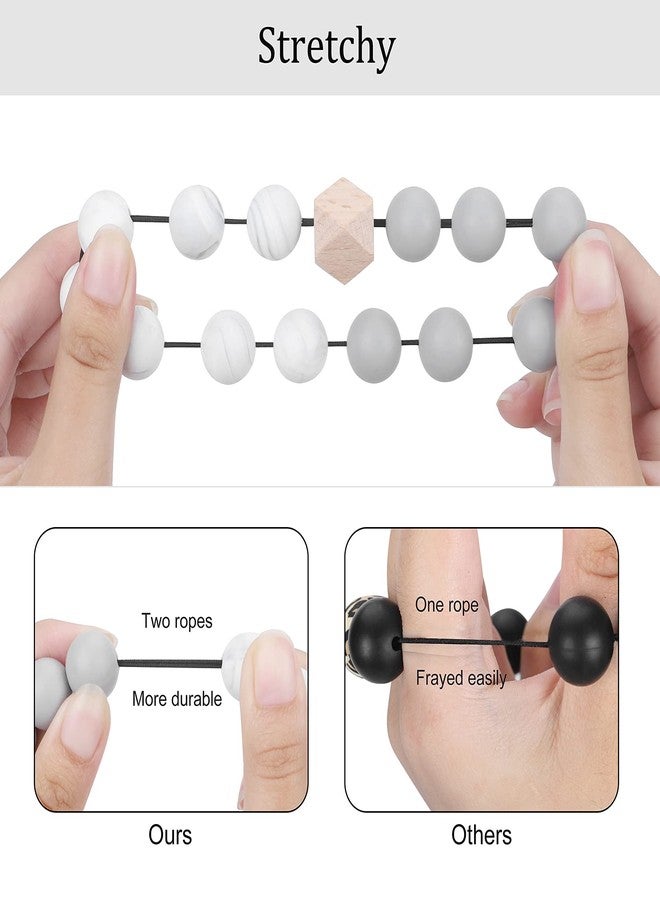 Weixiltc Keychain Wristlet for Women, Silicone Bead Bracelet with Leather Tassel, Cute Car Key Ring for Girls, Charm Key Chain Holder for Women (White) - Image 3