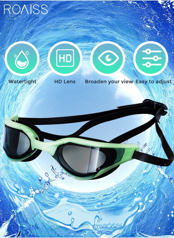 Swim Goggles for Adult with Soft Silicone Gasket Anti-fog No Leaking Clear Vision Pool Goggles Swimming Glasses for Men Women Black and Green