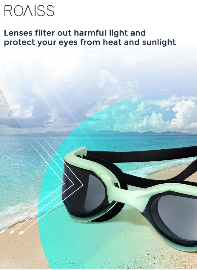 Swim Goggles for Adult with Soft Silicone Gasket Anti-fog No Leaking Clear Vision Pool Goggles Swimming Glasses for Men Women Black and Green
