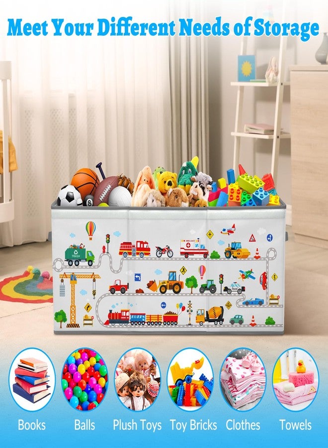 decalsweet Kids Toy Box Storage Chest Collapsible Storage Bin with Lids Handles for Boys Girls Toddler, Large Kids Toy Organizer Box for Kidsroom Bedroom Playroom Nursery,37.7"x12.5"x15.7" - Image 4