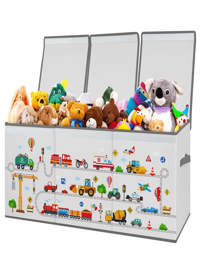 decalsweet Kids Toy Box Storage Chest Collapsible Storage Bin with Lids Handles for Boys Girls Toddler, Large Kids Toy Organizer Box for Kidsroom Bedroom Playroom Nursery,37.7"x12.5"x15.7" - Image 1