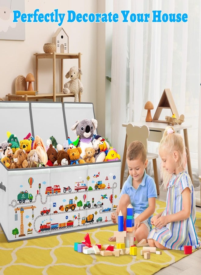 decalsweet Kids Toy Box Storage Chest Collapsible Storage Bin with Lids Handles for Boys Girls Toddler, Large Kids Toy Organizer Box for Kidsroom Bedroom Playroom Nursery,37.7"x12.5"x15.7" - Image 5