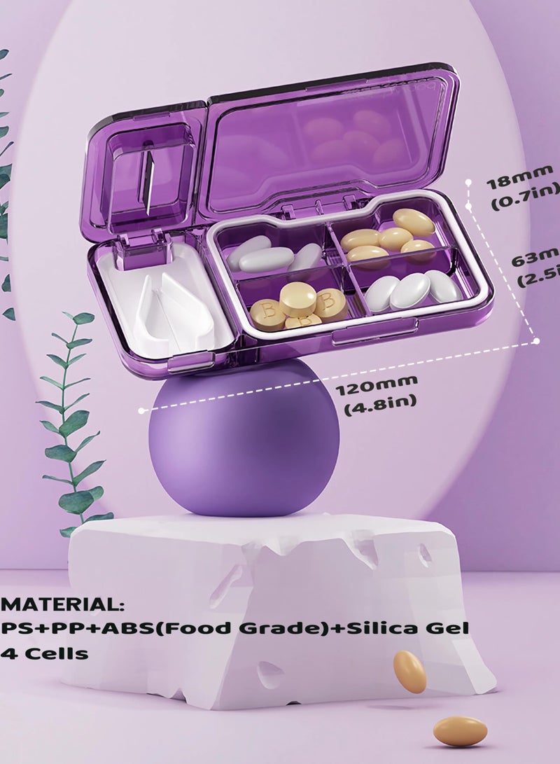 Zikra Pill Organizer with Splitter Cutter, 2-in-1 CutterDaily Box for Small or Large, Portable Travel Medicine Dispenser Holder Crusher for Vitamins, Tablets - Image 2