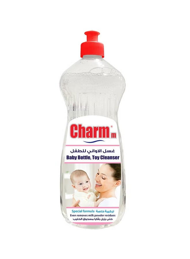 تشارم منظف ​​زجاجات الأطفال مثالي لتنظيف زجاجات الأطفال، معاد تدويره 100%، صديق للبيئة، تم اختباره من قبل أطباء الجلدية، 1 لتر - Image 1