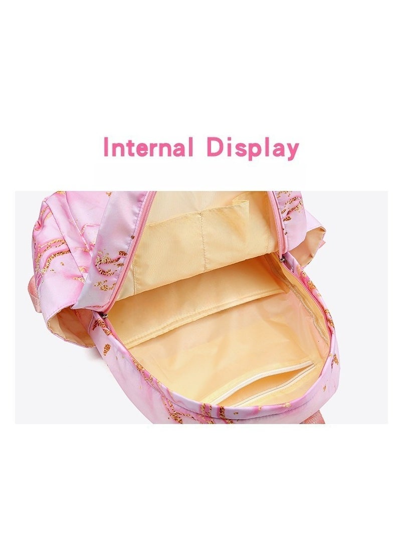 Stitch Golden Quicksand Texture Schoolbag Waterproof Primary and Secondary School Student Backpack Youth Travel Backpack 31*43*15CM + Lunch Bag 27*20*20CM + Pencil Case Three-piece Set - Image 3