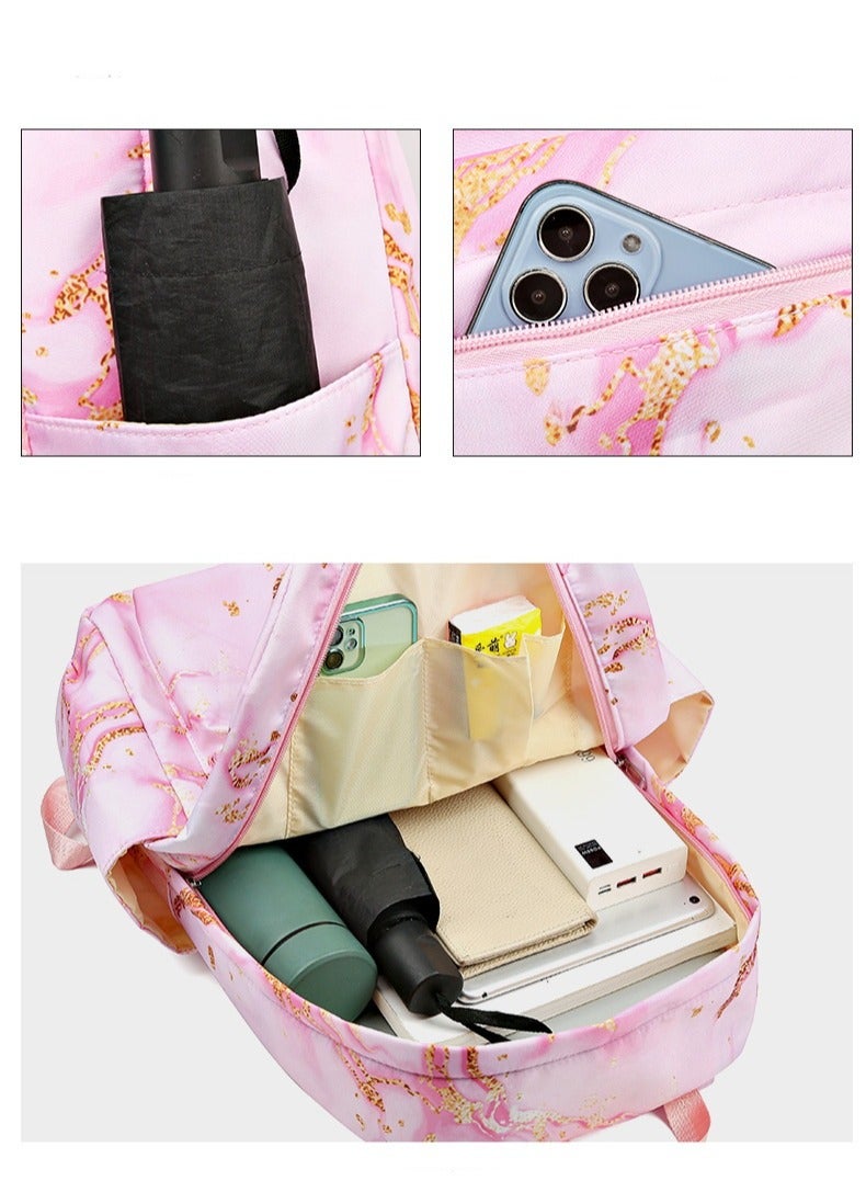 Stitch Golden Quicksand Texture Schoolbag Waterproof Primary and Secondary School Student Backpack Youth Travel Backpack 31*43*15CM + Lunch Bag 27*20*20CM + Pencil Case Three-piece Set - Image 4