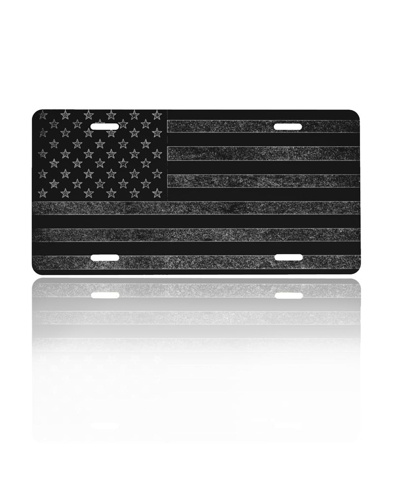 GACCAP Front License Plate Cover Car Decor Accessory Aluminum Metal RustProof US Car Plate Novelty Vanity Tag Cover with 4 Holes for Men Women 612 IN Black Grey American Flag - Image 2
