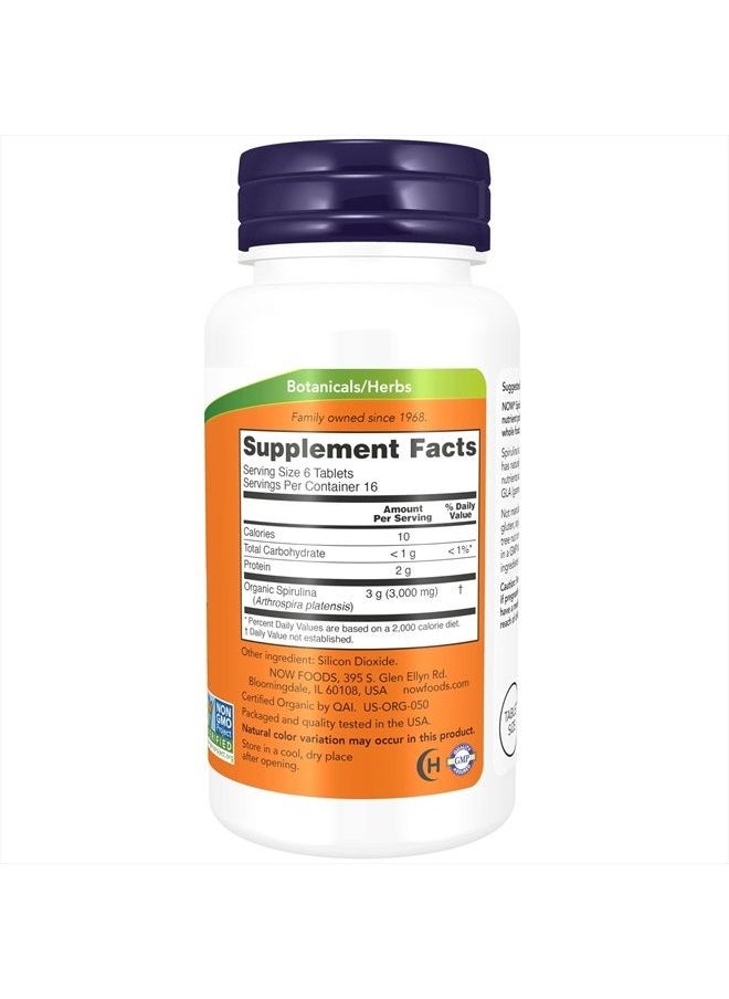 now - Now Foods Organic Spirulina Tablets, 100 - Image 1