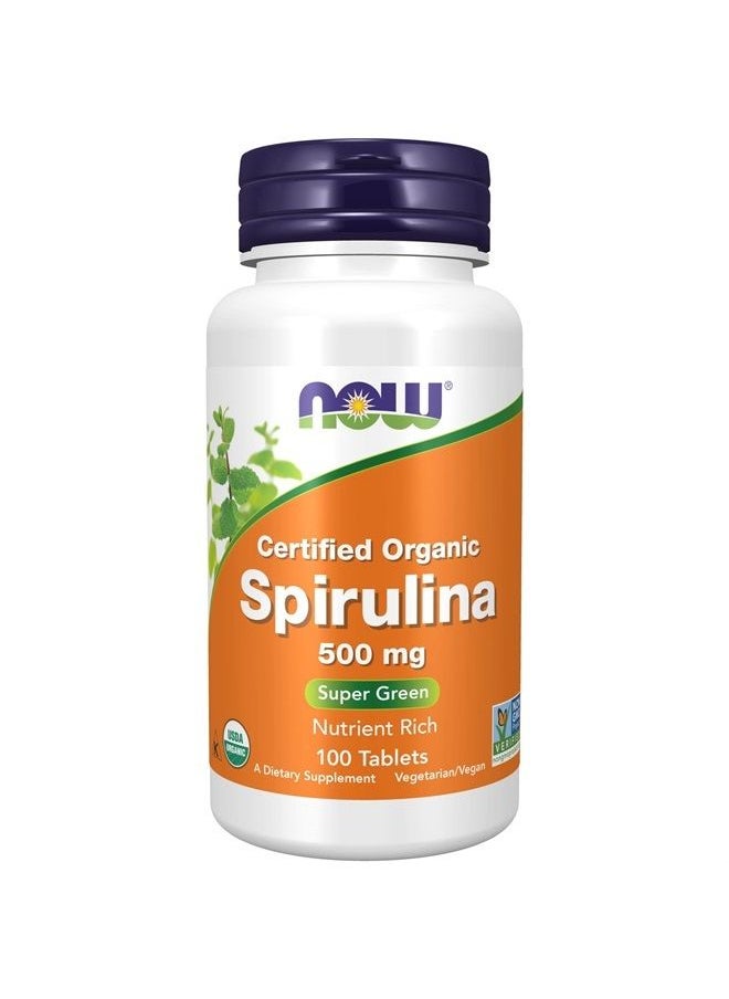 now - Now Foods Organic Spirulina Tablets, 100 - Image 1