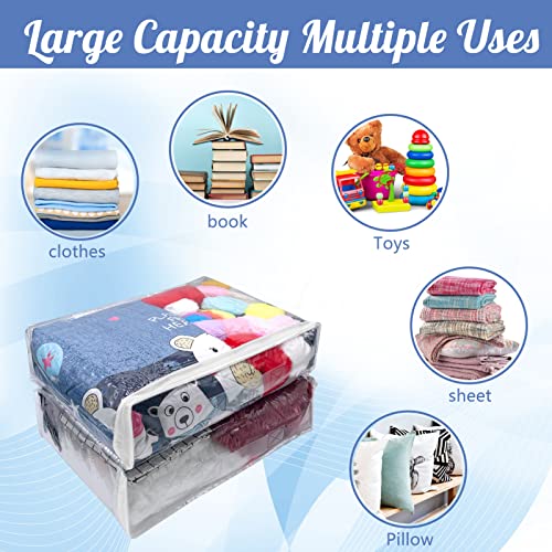 Hlimior 20Pcs Large Clear Vinyl Zippered Storage Bags With Handle - 16*12*4Inch Blankets Organizer for Sweater, Bed Sheet, Pillow - Plastic Bags With Zipper for Closet, Linen - Image 4