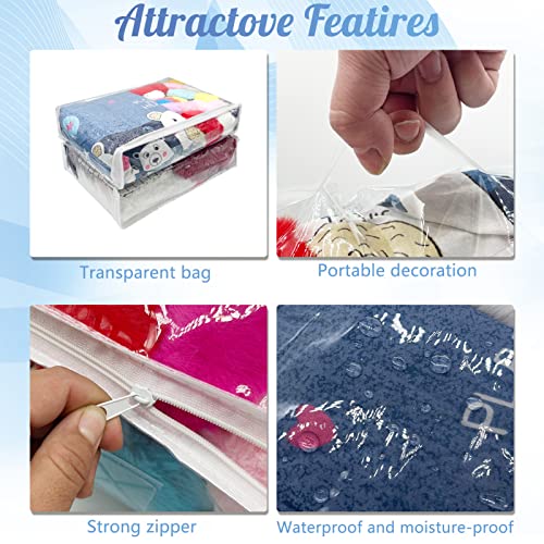 Hlimior 20Pcs Large Clear Vinyl Zippered Storage Bags With Handle - 16*12*4Inch Blankets Organizer for Sweater, Bed Sheet, Pillow - Plastic Bags With Zipper for Closet, Linen - Image 3