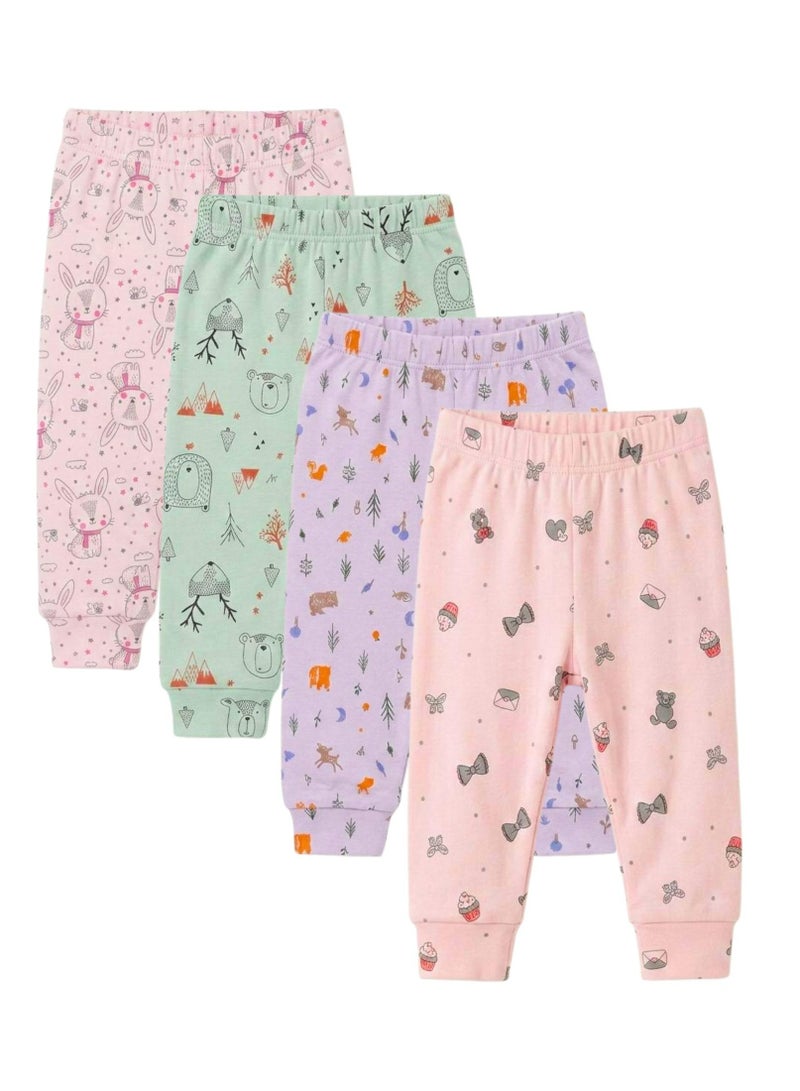 بلوتو باك يحتوي علي 4 قطع بنطلون قطن مطبوع الوان بيبي بنات - Image 1