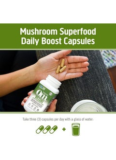 Om Mushroom Superfood Reishi Mushroom Capsules Superfood Supplement 90 Count 30 Days Adaptogen Stress & Immune Support Superfood Mushroom Supplement  - Image 5
