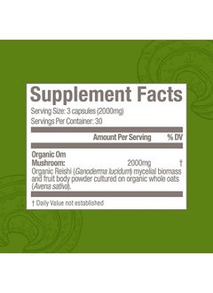 Om Mushroom Superfood Reishi Mushroom Capsules Superfood Supplement 90 Count 30 Days Adaptogen Stress & Immune Support Superfood Mushroom Supplement  - Image 4