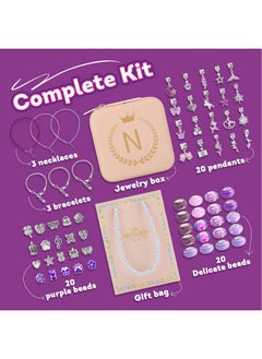 HAPTIME Charm Bracelet Making Kit, Jewelry Making Kit For Girls, Diy Necklace Kit With Initial Jewelry Box, Unicorns Crafts Arts Girls Toys Age 6-8 8-12 Birthday Valentines Day Gifts For Kids - N  - Image 1